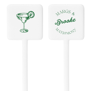 Mix up some fun at your bachelorette bash with the Margs and Matrimony Bachelorette Party Stir Stick, featuring the bride-to-be's name and a striking hand-drawn margarita. This bold and modern accessory is perfect for stirring up excitement and memories.