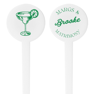 Mix up some fun at your bachelorette bash with the Margs and Matrimony Bachelorette Party Stir Stick, featuring the bride-to-be's name and a striking hand-drawn margarita. This bold and modern accessory is perfect for stirring up excitement and memories.