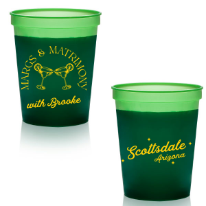 Celebrate the bride-to-be with the Margs and Matrimony Bachelorette Party Cup, customized with her name in a chic script and the event location. The hand-drawn clinking margarita glasses add a contemporary and festive touch to this bold party staple.