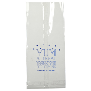 Pack a burst of gratitude with the Treat Favor Bag, where enthusiasm for your guests' presence is matched by the delight inside. The celebrant's name adds a personal touch to this effusive token of thanks.