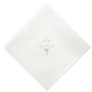 Add a touch of romance to your bachelorette party or bridal shower with the Bridal Bow Bliss Napkin, personalized with the bride-to-be's name in a graceful script and the sweet phrase "is tying the knot," complemented by a trendy bow graphic.