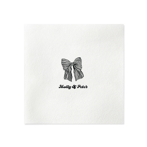 Celebrate love and commitment with the Striped Bow Groovy Couple's Napkin, personalized with the couple's names and embellished with a charming hand-drawn striped bow. Ideal for weddings, engagement parties, or anniversaries.