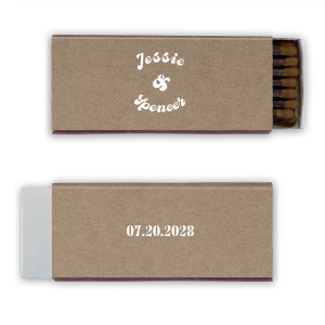 Light the way to wedded bliss with the Retro Charm Wedding Matchbook, customized with the couple's names in a font that exudes charm and sophistication. A timeless keepsake to match the elegant ambiance of your special day.