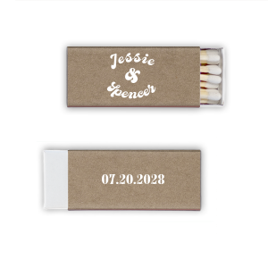 Light the way to wedded bliss with the Retro Charm Wedding Matchbook, customized with the couple's names in a font that exudes charm and sophistication. A timeless keepsake to match the elegant ambiance of your special day.