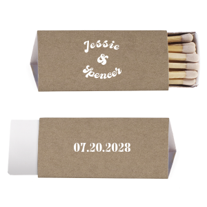 Light the way to wedded bliss with the Retro Charm Wedding Matchbook, customized with the couple's names in a font that exudes charm and sophistication. A timeless keepsake to match the elegant ambiance of your special day.