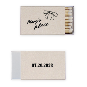 Elevate your home's decor or gift a stylish token at your housewarming with the Chic Abode Bow Matchbook, personalized with your name. Its modern bow graphic infuses sophistication and a contemporary edge into any living space.