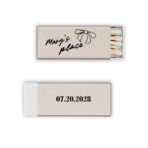 Elevate your home's decor or gift a stylish token at your housewarming with the Chic Abode Bow Matchbook, personalized with your name. Its modern bow graphic infuses sophistication and a contemporary edge into any living space.