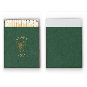 Infuse your wedding with the organic charm of the Handwritten Harmony Bow Matchbook, featuring the couple's name in a naturally elegant serif font. The hand-drawn bow graphic enhances the bespoke feel, making it a perfect fit for your heartfelt celebration.