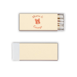 The Striped Bow Arch Names Matchbook brings a unique blend of minimalism and modern flair to your wedding, with the couple's names elegantly arched in a clean serif font around a hand-drawn, striped bow graphic. This custom party accessory offers a contemporary twist on a classic favor.