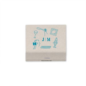 Celebrate your love and shared tastes with the Culinary Love Doodle Matchbook, featuring your initials in a minimalist serif font, encircled by contemporary line doodles of a wine glass, fish, pasta shapes, and more. A playful yet elegant keepsake for your wedding guests.