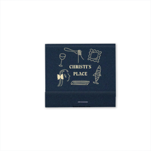 Welcome guests to your new home with the Hearthside Doodle Delight Matchbook, personalized with your name in a sleek serif font. Encircled by chic line drawings of culinary delights, it's a charming nod to the joys of home entertaining.