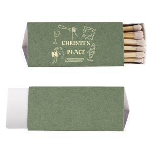 Welcome guests to your new home with the Hearthside Doodle Delight Matchbook, personalized with your name in a sleek serif font. Encircled by chic line drawings of culinary delights, it's a charming nod to the joys of home entertaining.