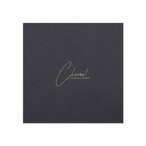 Raise a glass with the Toast of Elegance Napkin, featuring the celebratory exclamation "Cheers!" in an exquisite script atop two conjoined names, set in a classic serif font. This design embodies sophistication, perfect for toasting to love and life's great moments.