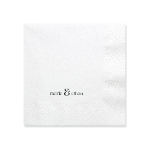 Define your wedding tablescape with the Bold Union Ampersand Napkin, where the couple's names are joined by a striking and modern ampersand. This minimalistic design lends a contemporary feel to your marital celebration.