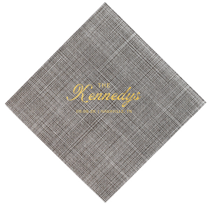 Accentuate your wedding tables with the Bold Script Surname Wedding Napkin, featuring the couple's last name prominently in the center in a contemporary script, with the event date and location gracefully detailed in a classic serif font below. A sophisticated touch for your special day.