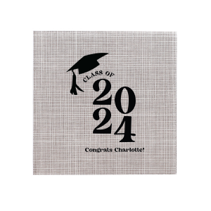 Commemorate the culmination of hard work with the Bold Year Graduate Cap Napkin, personalized with the graduate's name and the year set in a bold font, alongside a distinguished graduation cap graphic. A proud addition to any graduation party's decor.