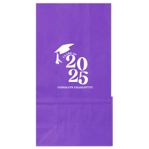 Carry your achievements with pride using the Bold Year Graduate Cap Bag, personalized with the graduate's name and graduation year in a prominent bold font, topped with a sleek graduation cap graphic. A functional and stylish party accessory for any graduation party.