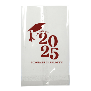 Carry your achievements with pride using the Bold Year Graduate Cap Bag, personalized with the graduate's name and graduation year in a prominent bold font, topped with a sleek graduation cap graphic. A functional and stylish party accessory for any graduation party.