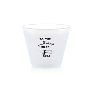 Honor the achiever with the Brilliant Grad Diploma Cup, featuring a classic diploma graphic and a salute to "the brilliant grad," personalized with the graduate's name. A fitting tribute to celebrate educational milestones at any graduation party.