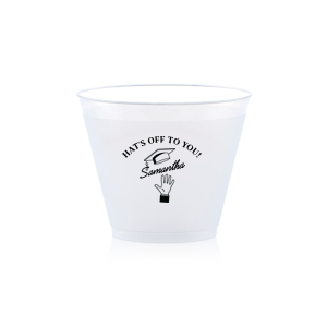 Cheers to academic triumph with the Tassel Toss Tribute Cup, personalized with the graduate's name, adorned with a graphic of a hand flinging a graduation cap, and the phrase "Hats off to you." A spirited way to sip in celebration of this momentous occasion.