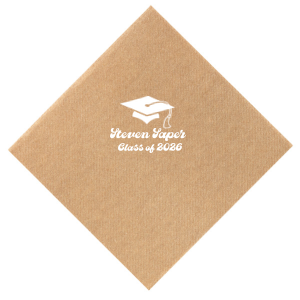 Salute the graduate in retro style with the Groovy Grad Cap Celebration Napkin, featuring a classic graduation cap graphic and personalized with the graduate's name and year in a groovy font. A funky and festive addition to any graduation party.