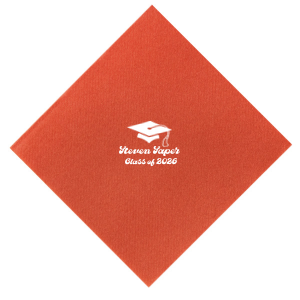 Salute the graduate in retro style with the Groovy Grad Cap Celebration Napkin, featuring a classic graduation cap graphic and personalized with the graduate's name and year in a groovy font. A funky and festive addition to any graduation party.