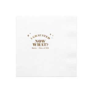 Ponder the possibilities with the Starry Future Grad Napkin, sprinkled with star graphics and the thought-provoking "I graduated, now what?" Personalize with the graduate's name and year to add a touch of humor and hope to the celebration.