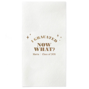 Ponder the possibilities with the Starry Future Grad Napkin, sprinkled with star graphics and the thought-provoking "I graduated, now what?" Personalize with the graduate's name and year to add a touch of humor and hope to the celebration.
