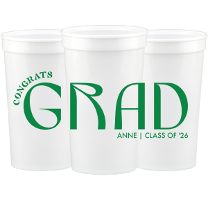 Raise a cup to success with the Bold Congrats Grad Cup, emblazoned with "Congrats Grad" in a confident, bold font, and personalized with the graduate's name and year. The perfect celebratory accessory for any graduation bash.