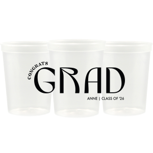 Raise a cup to success with the Bold Congrats Grad Cup, emblazoned with "Congrats Grad" in a confident, bold font, and personalized with the graduate's name and year. The perfect celebratory accessory for any graduation bash.