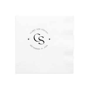 Embrace the essence of matrimonial elegance with the Nuptial Arch Initials Napkin, featuring the couple's names and wedding date in a minimal and pristine design, arched gracefully over their shared initials. A timeless touch for your wedding day decor.