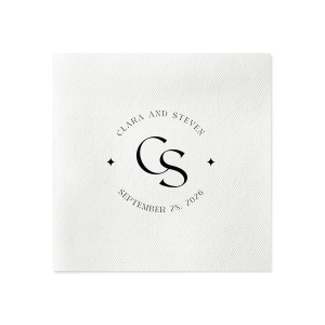 Embrace the essence of matrimonial elegance with the Nuptial Arch Initials Napkin, featuring the couple's names and wedding date in a minimal and pristine design, arched gracefully over their shared initials. A timeless touch for your wedding day decor.