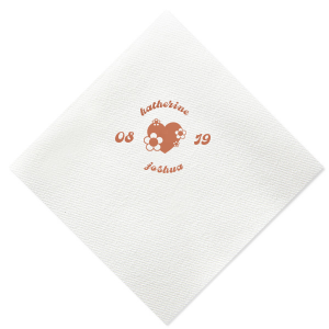 Infuse your wedding with vintage charm using the Retro Floral Heart Wedding Napkin, featuring the couple's names arched around a whimsical heart adorned with retro flowers, flanked by the wedding date. This nostalgic design adds a touch of retro romance to your celebration.