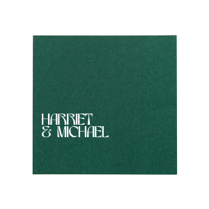 Celebrate your special day with the Marital Elegance Napkin, featuring the couple's names in a sophisticated and art deco inspired type that exudes modern elegance. A stylish and personal addition to your wedding reception.