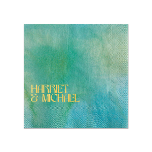 Celebrate your special day with the Marital Elegance Napkin, featuring the couple's names in a sophisticated and art deco inspired type that exudes modern elegance. A stylish and personal addition to your wedding reception.