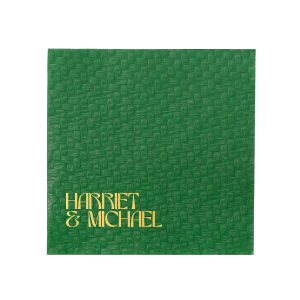 Celebrate your special day with the Marital Elegance Napkin, featuring the couple's names in a sophisticated and art deco inspired type that exudes modern elegance. A stylish and personal addition to your wedding reception.