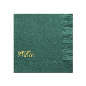 Celebrate your special day with the Marital Elegance Napkin, featuring the couple's names in a sophisticated and art deco inspired type that exudes modern elegance. A stylish and personal addition to your wedding reception.