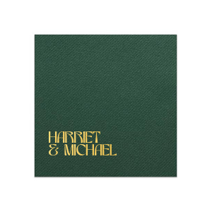 Celebrate your special day with the Marital Elegance Napkin, featuring the couple's names in a sophisticated and art deco inspired type that exudes modern elegance. A stylish and personal addition to your wedding reception.