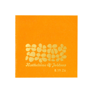 Blend nostalgia and romance with the Retro Floral Wedding Napkin, adorned with vintage-inspired flowers above the couple's names and wedding date. A charming throwback touch to adorn your matrimonial celebration.