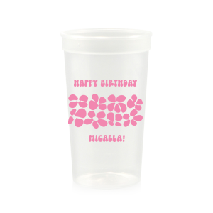 Turn back time at your birthday party with the Retro Floral Groove Cup, personalized with your name in a funky, retro-inspired font, and decked out with a groovy '70s floral pattern. A hip and nostalgic way to raise a toast on your special day.