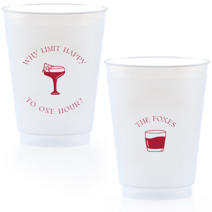 Extend the joy with the Why Limit Happy Hour Cup, perfect for wedding cocktail hours or home entertainment, personalized with your family name. Emblazoned with "Why limit happy to one hour?" and a delightful cocktail graphic, it invites guests to savor every moment.