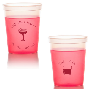 Extend the joy with the Why Limit Happy Hour Cup, perfect for wedding cocktail hours or home entertainment, personalized with your family name. Emblazoned with "Why limit happy to one hour?" and a delightful cocktail graphic, it invites guests to savor every moment.