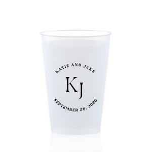 Embrace the essence of matrimonial elegance with the Nuptial Arch Initials Cup, featuring the couple's names and wedding date in a minimal and pristine design, arched gracefully over their shared initials. Cheers to this chic wedding day decor.
