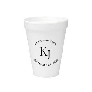 Embrace the essence of matrimonial elegance with the Nuptial Arch Initials Cup, featuring the couple's names and wedding date in a minimal and pristine design, arched gracefully over their shared initials. Cheers to this chic wedding day decor.
