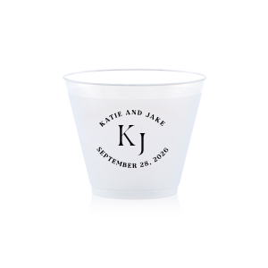 Embrace the essence of matrimonial elegance with the Nuptial Arch Initials Cup, featuring the couple's names and wedding date in a minimal and pristine design, arched gracefully over their shared initials. Cheers to this chic wedding day decor.