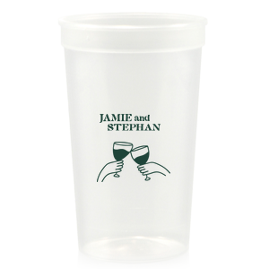 Toast to togetherness with the Cheers to Love Line Art Cup, custom-crafted with the couple's names above a minimalist line drawing of two hands clinking wine glasses. An elegant symbol of celebration for your wedding day.