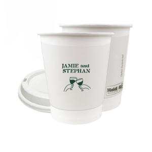 Toast to togetherness with the Cheers to Love Line Art Cup, custom-crafted with the couple's names above a minimalist line drawing of two hands clinking wine glasses. An elegant symbol of celebration for your wedding day.