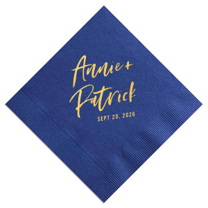 Accent your event with the Modern Hand Script Napkin where a chic, handwritten-style script awaits your tailored phrase. This font's blend of elegance and personality offers a subtle, sophisticated flair to any table setting.