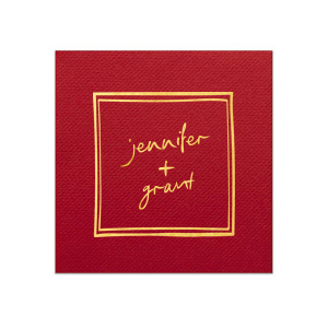Add a touch of whimsy to your modern wedding with the Kitschy Cocktail Hour Framed Names Napkin. This delightful design features the couple's names in a script reminiscent of handwritten notes, all encased within a square frame for a dash of contemporary elegance.