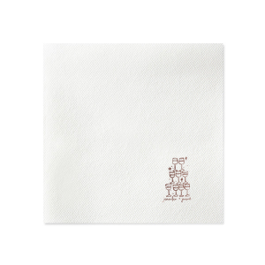 Elevate your wedding's charm with the Kitschy Cocktail Hour Pyramid Toast Napkin, where the couple's names rest below an illustrative pyramid of wine glasses—symbolizing a collective celebration of love. A whimsical yet modern detail for your special day.